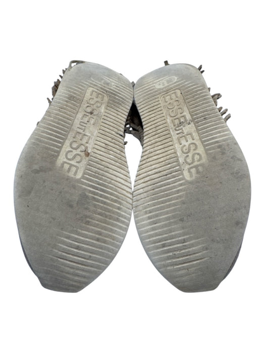 Esse Ut Esse Shoe Size 40 Taupe & White Leather Fringe Metallic Trim Sneakers Taupe & White / 40