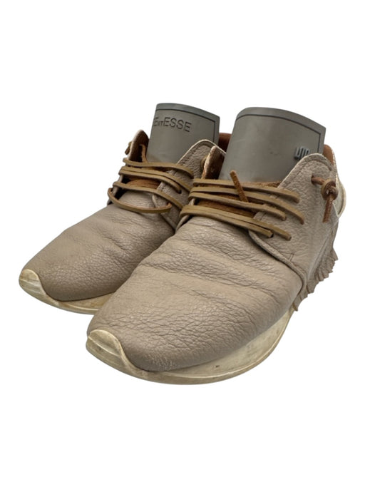 Esse Ut Esse Shoe Size 40 Taupe & White Leather Fringe Metallic Trim Sneakers Taupe & White / 40