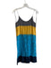 Prada Size 38 Gray, Blue & Gold Cotton Color Block Side Zip Lace Section Dress Gray, Blue & Gold / 38