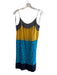 Prada Size 38 Gray, Blue & Gold Cotton Color Block Side Zip Lace Section Dress Gray, Blue & Gold / 38