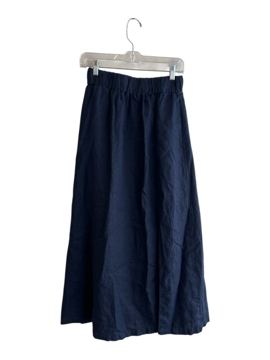 Quince Size XS Navy Linen Elastic Waist Wide Leg Side Slit Maxi Skirt Navy / XS