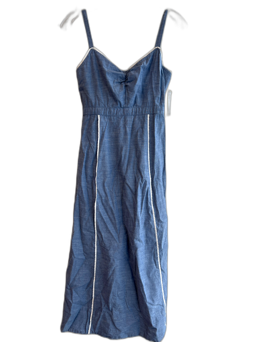 Tuckernuck Size XS Blue & White Cotton Spaghetti Strap V Neck Zip Back Dress Blue & White / XS