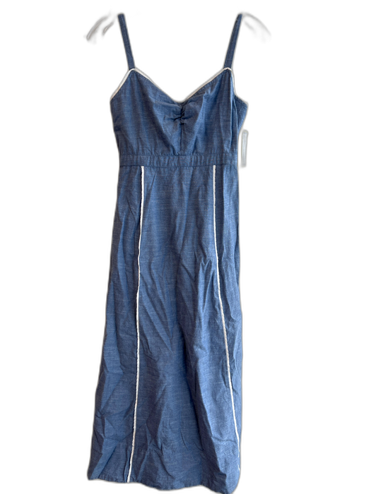 Tuckernuck Size XS Blue & White Cotton Spaghetti Strap V Neck Zip Back Dress Blue & White / XS