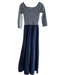 Tuckernuck Size XS Navy & white Cotton Ribbed Bodice V Neck Long Sleeve Dress Navy & white / XS