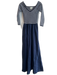 Tuckernuck Size XS Navy & white Cotton Ribbed Bodice V Neck Long Sleeve Dress Navy & white / XS