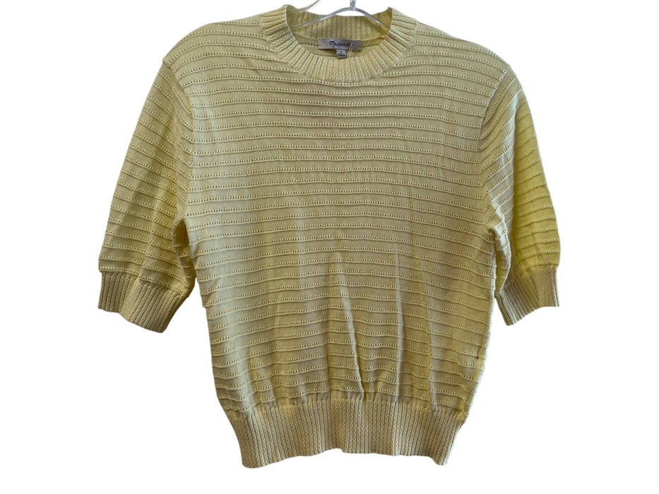 Madewell Size S Yellow Cotton Crew Neck 1/2 Sleeve Knit Top Yellow / S