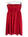 Moulinette Soeurs Size 2 Red Cotton Strapless Side Zip Midi Stitch detail Dress Red / 2