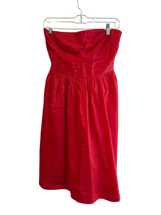 Moulinette Soeurs Size 2 Red Cotton Strapless Side Zip Midi Stitch detail Dress Red / 2