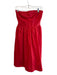 Moulinette Soeurs Size 2 Red Cotton Strapless Side Zip Midi Stitch detail Dress Red / 2