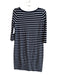 Pact Size XS Navy & white Cotton Striped 3/4 Sleeve Boat Neck Midi Dress Navy & white / XS