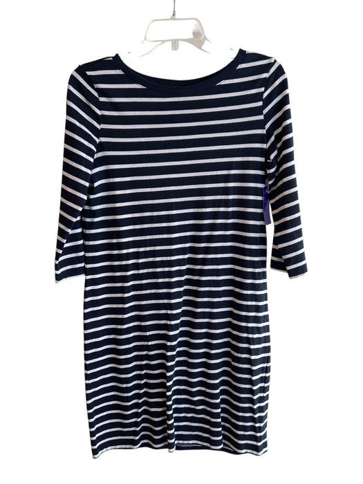 Pact Size XS Navy & white Cotton Striped 3/4 Sleeve Boat Neck Midi Dress Navy & white / XS