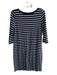 Pact Size XS Navy & white Cotton Striped 3/4 Sleeve Boat Neck Midi Dress Navy & white / XS