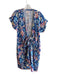J. McLaughlin Size XS Blue & Multi Linen Tie Front Short Sleeve Mini Dress Blue & Multi / XS