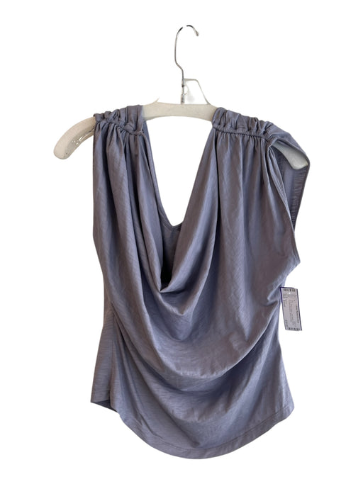 Nation Size Small Grey Pima Cotton Cowl Neck V Back Ruched Shoulder Top Grey / Small
