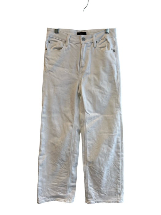 Quince Size 26 White Cotton Blend 5 Pocket High Rise Straight Leg Zip Fly Jeans White / 26