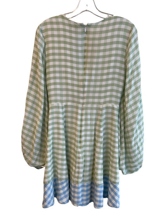 Staud Size 4 Green & Blue Rayon & Viscose Long Sleeve Ruched Front Dress Green & Blue / 4
