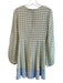 Staud Size 4 Green & Blue Rayon & Viscose Long Sleeve Ruched Front Dress Green & Blue / 4