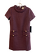 Tuckernuck Size XS Wine Polyester Short Sleeve Gold Hardware Round Neck Dress Wine / XS