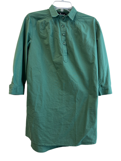 Pomander Place Size XS Green Cotton Short Sleeve solid color Collar Dress Green / XS