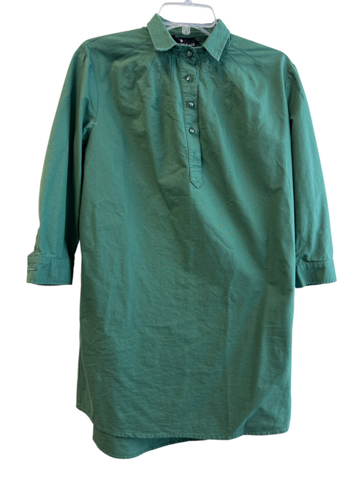 Pomander Place Size XS Green Cotton Short Sleeve solid color Collar Dress Green / XS