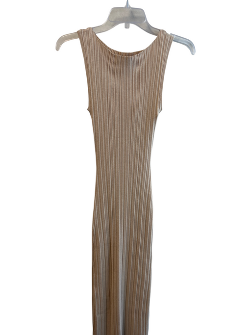 Quince Size XS Beige Cotton Blend Ribbed Sleeveless Solid Color Round Neck Dress Beige / XS
