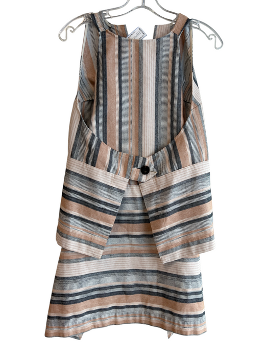 Rosetta Getty Size 2 Tan & multi polyester crinkle Sleeveless Striped V Neck Top Tan & multi / 2