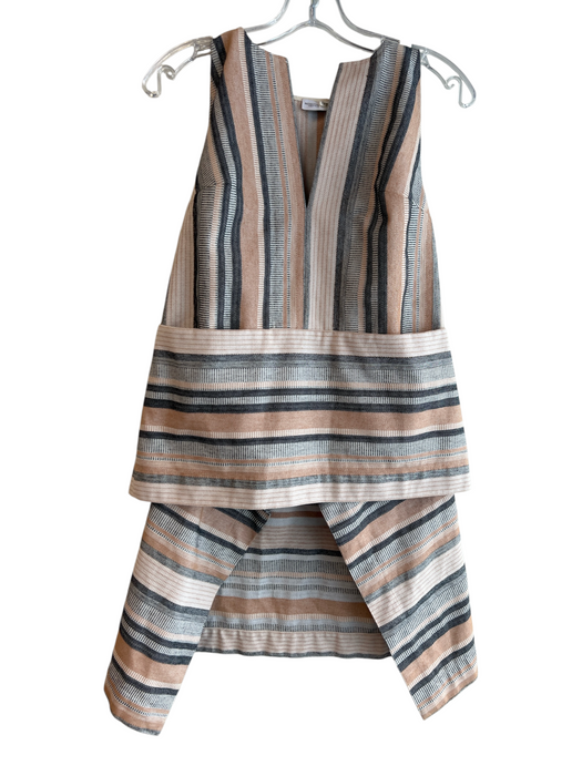 Rosetta Getty Size 2 Tan & multi polyester crinkle Sleeveless Striped V Neck Top Tan & multi / 2