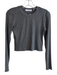 perfectwhitetee Size S Grey Rayon Long Sleeve Ribbed Crew Neck Cropped Top Grey / S