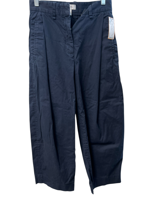 COS Size 4 Navy Cotton Wide Leg Pleat 2 Pocket Zip Fly Pants Navy / 4