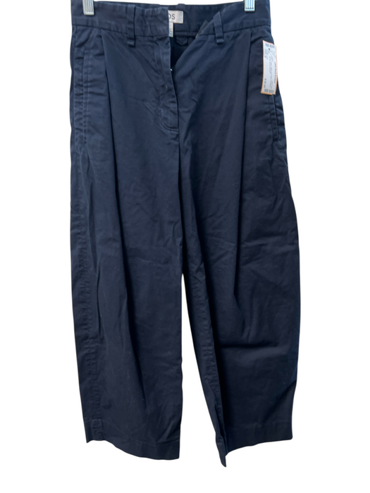 COS Size 4 Navy Cotton Wide Leg Pleat 2 Pocket Zip Fly Pants Navy / 4