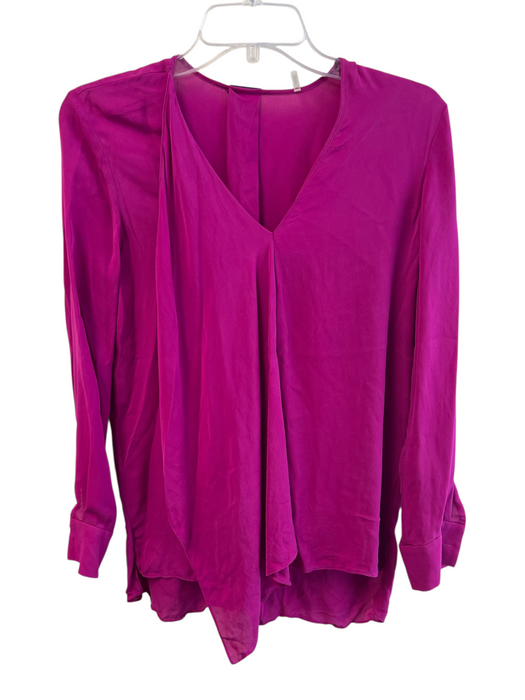 Elie Tahari Size XS Pink Silk Long Sleeve V Neck Cross Over Top Pink / XS