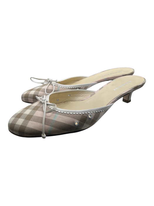 Burberry Shoe Size 37 1/2 Cream Manmade Material Round Toe Bow Detail Shoes Cream / 37 1/2