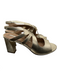 Tahari Shoe Size 7.5 Gold Leather open toe Strappy Tie Block heel Shoes Gold / 7.5