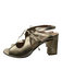 Tahari Shoe Size 7.5 Gold Leather open toe Strappy Tie Block heel Shoes Gold / 7.5