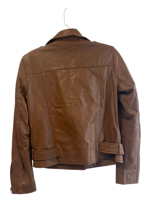 Quince Size Small Cognac Sheep Leather Silver Hardware Front Zip Moto Jacket Cognac / Small