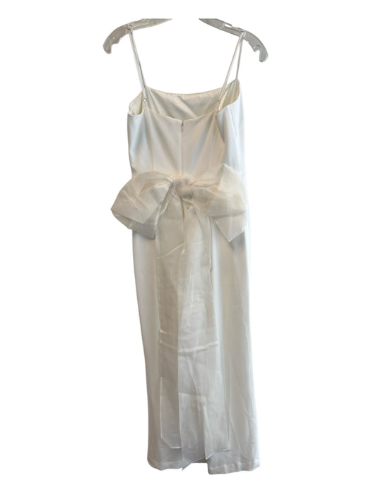 Theia Size 6 White Cupra Blend Spaghetti Strap Back Bow Back Zip boning Jumpsuit White / 6