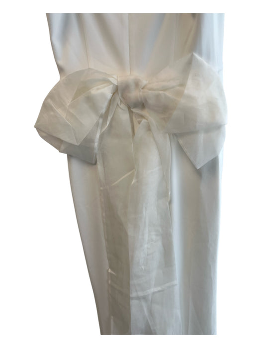 Theia Size 6 White Cupra Blend Spaghetti Strap Back Bow Back Zip boning Jumpsuit White / 6