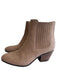 Frye Shoe Size 7.5 Brown Suede Side Zip Almond Toe Seam Detail Logo Booties Brown / 7.5
