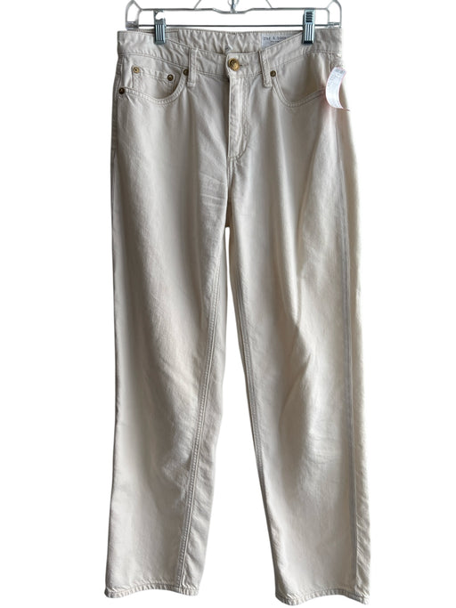 Rag & Bone Size 25 Creme Cotton Blend Zip Up High Rise 5 Pocket Jeans Creme / 25
