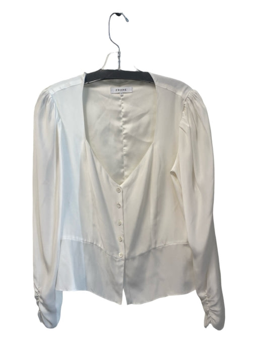 Frame Size Large White Silk Long Sleeve Sweetheart Neckline buttondown Top White / Large