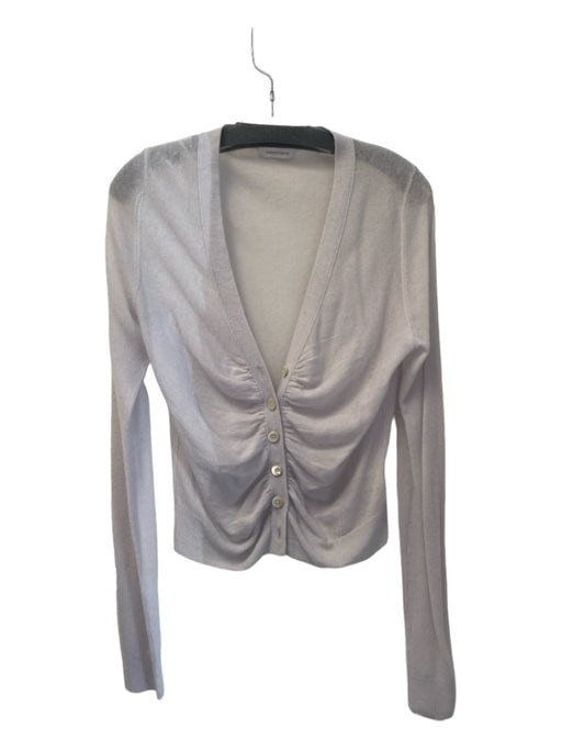Rebecca Taylor Size XL Light Lavender Wool Blend Long Sleeve V Neck Ruched Top Light Lavender / XL