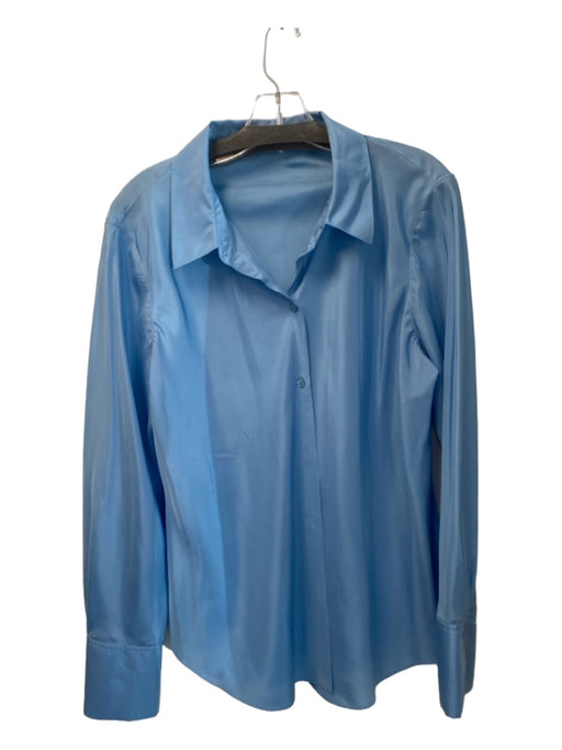Rebecca Taylor Size 14 Blue Silk Long Sleeve Collared buttondown Blouse Top Blue / 14