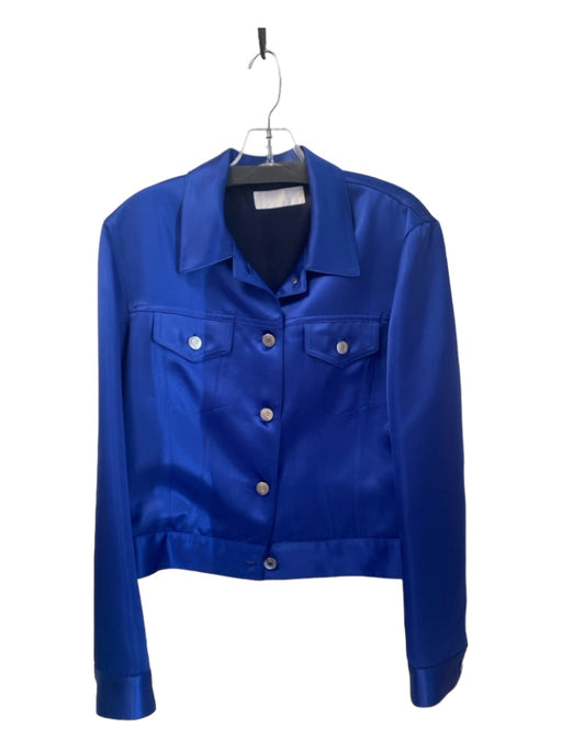 Helmut Lang Size Large Royal Blue Viscose Long Sleeve Collared Short Jacket Royal Blue / Large