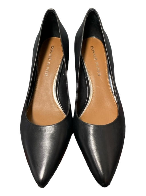 Donald Pliner Shoe Size 9.5 Black Leather Pointed Toe Block Heel Pump Shoes Black / 9.5