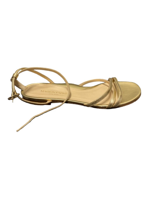 Marion Parke Shoe Size 39.5 Gold Leather Strappy Squarish toe Strappy Flat Shoes Gold / 39.5