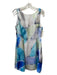 Armani Collezioni Size 12 Blue, Green, Gray Silk Abstract Round Neck Dress Blue, Green, Gray / 12