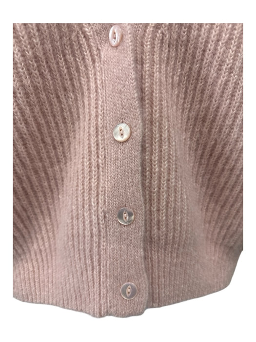 Celine Size L Pastel Pink Mohair & Silk Balloon Sleeve Button Front Cardigan Pastel Pink / L