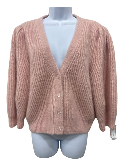 Celine Size L Pastel Pink Mohair & Silk Balloon Sleeve Button Front Cardigan Pastel Pink / L