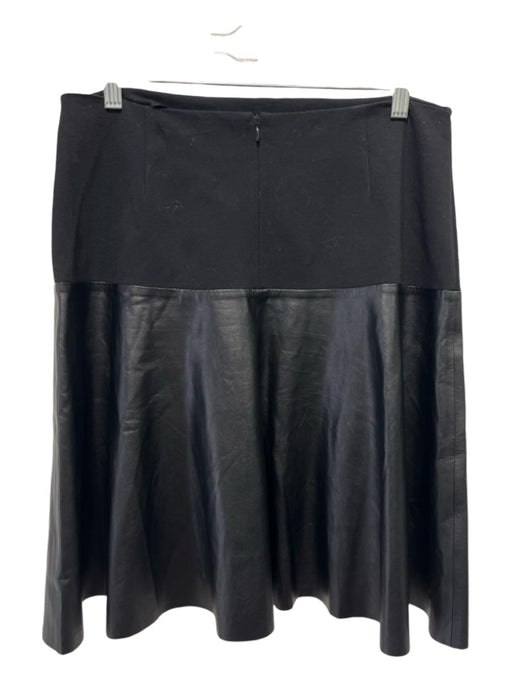 Lafayette 148 Size M Black Viscose Blend Faux Leather Back Zip Skater Skirt Black / M