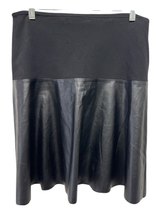 Lafayette 148 Size M Black Viscose Blend Faux Leather Back Zip Skater Skirt Black / M